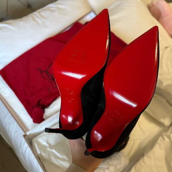 ***NEW Christian Louboutin LOCK KATE BOTTA 100 Suede Knee High Tall Boots Heels - Picture 2 of 7